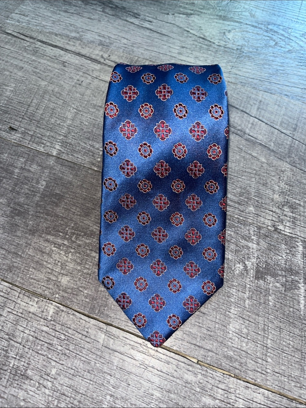 Kiton Napoli Blue Patterned Silk Tie